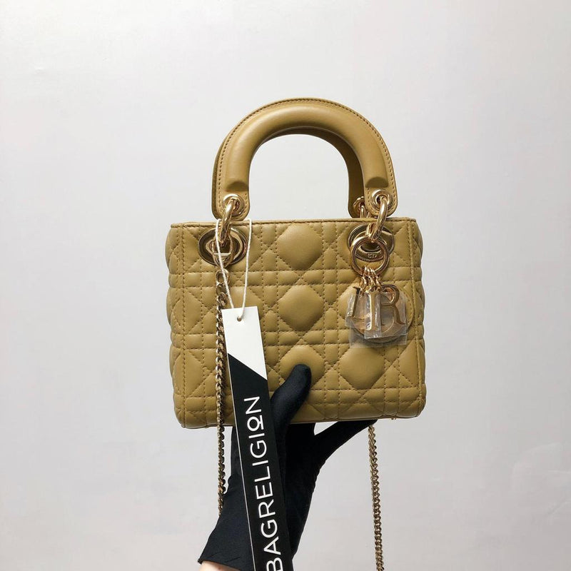 Mini Lady Dior Bag Camel GHW