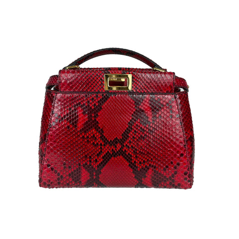 Peekaboo Mini Python Skin in Red with GHW Bag Religion