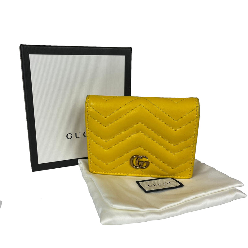 GG Marmont Card Case Wallet in Yellow with GHW