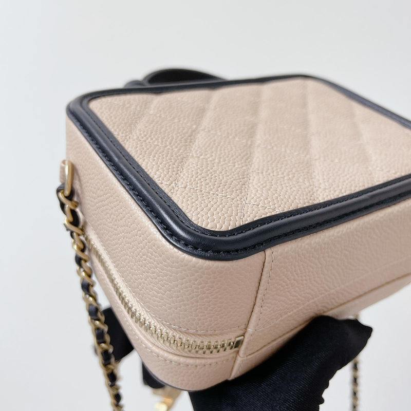 Chanel Filigree Vanity Case Quilted Caviar Gold-tone Small Black - US