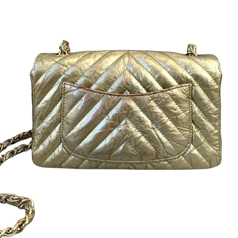 Mini Flap Crumpled Calfskin Gold GHW