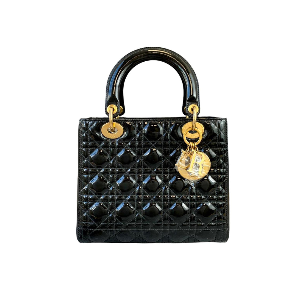 Lady Dior Medium Patent Black GHW