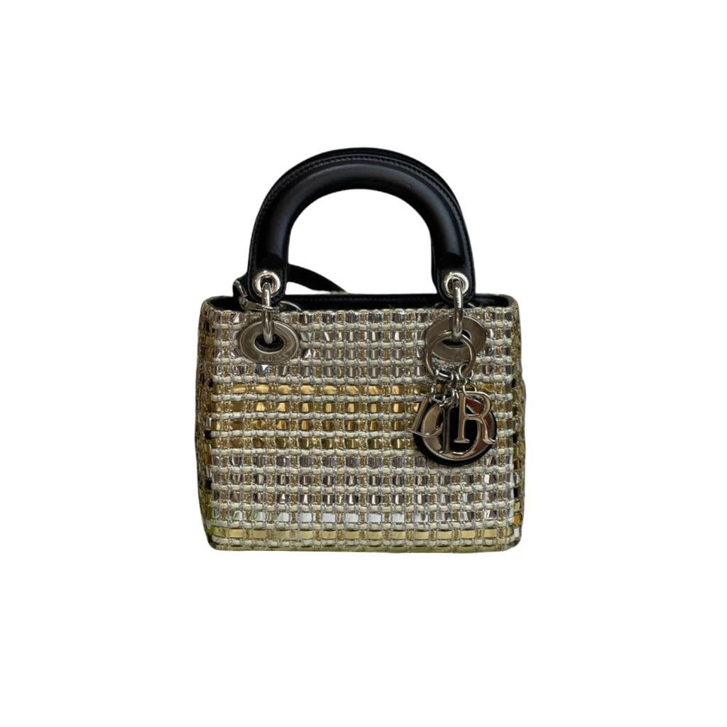 Mini Lady Dior Gold and Silver Braided Metallic Tweed SHW