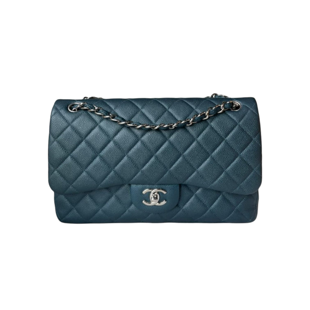 Classic Flap Jumbo Caviar Blue SHW