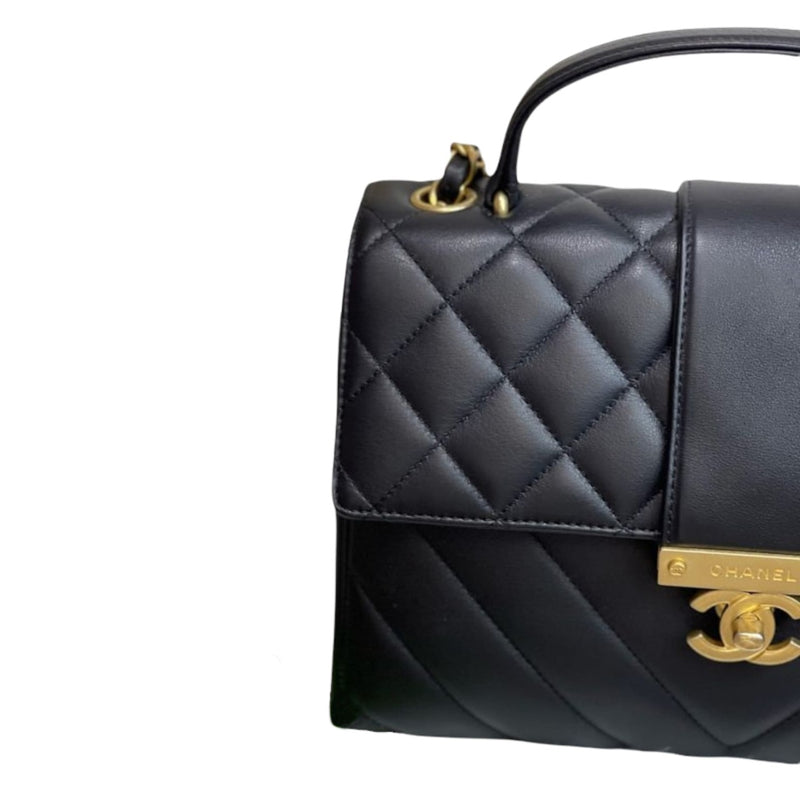 Gold Class CC Top Handle Quilted Calfskin Black GHW