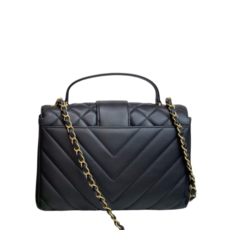 Gold Class CC Top Handle Quilted Calfskin Black GHW