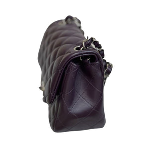 Mini Square Flap Lambskin Quilted Dark Purple SHW