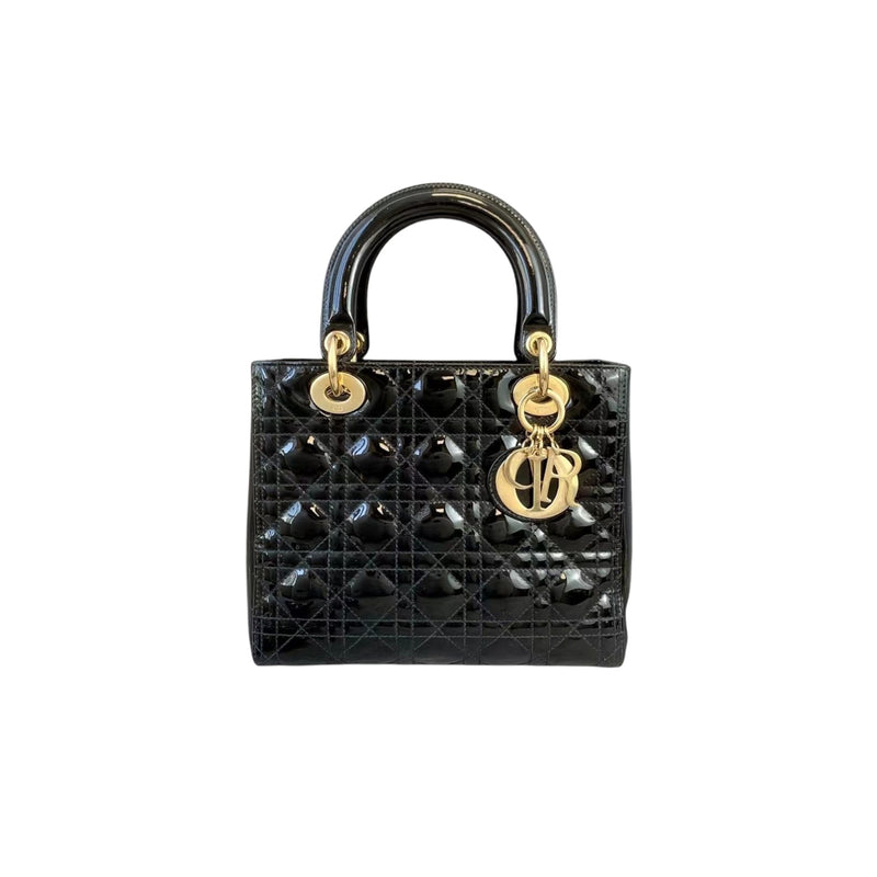 Medium Lady Dior Patent Black GHW