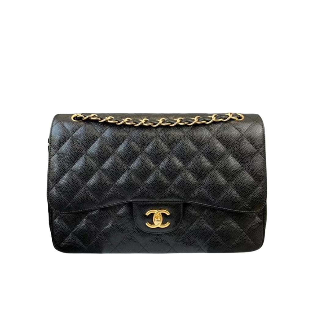 Jumbo Classic Double Flap Caviar Black GHW