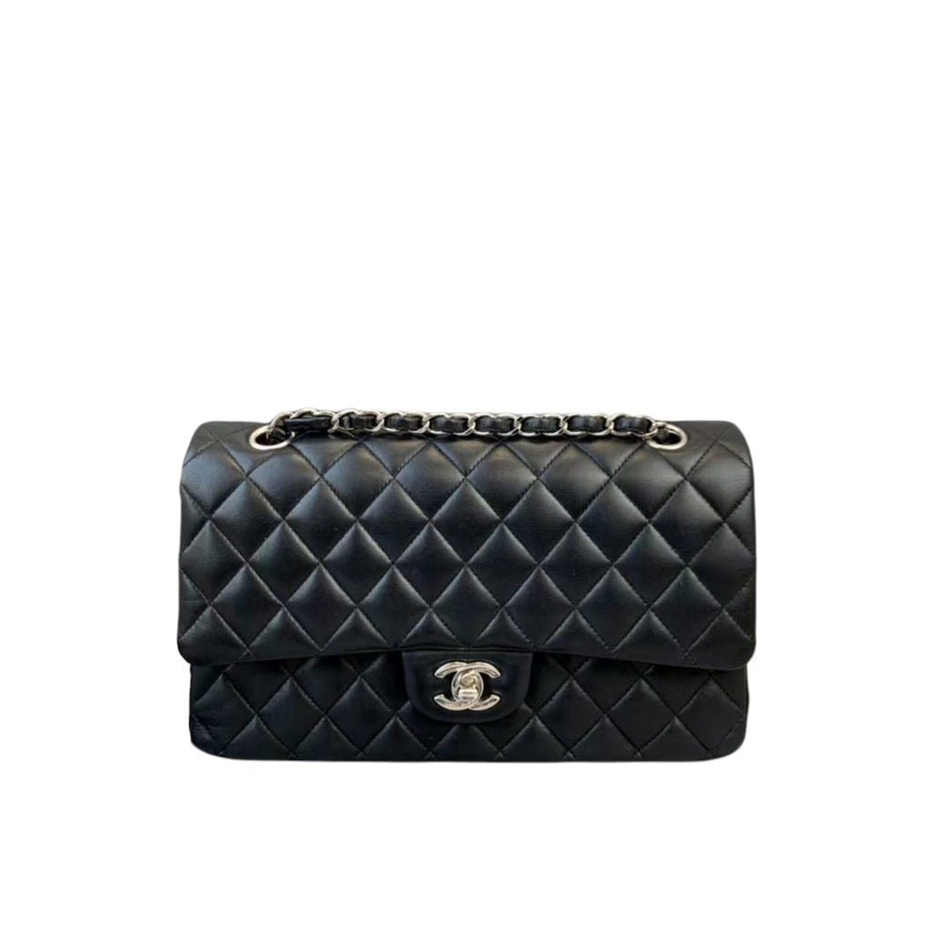 Medium Classic Double Flap Lambskin Black SHW