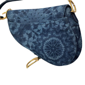 Large Saddle Bag Tie Die Printed Denim GHW