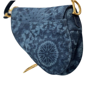 Large Saddle Bag Tie Die Printed Denim GHW