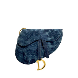 Large Saddle Bag Tie Die Printed Denim GHW