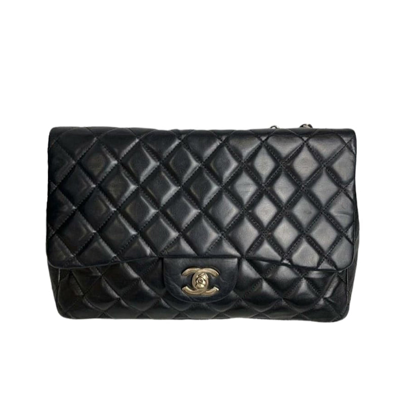 Jumbo Classic Single Flap Quilted Lambskin Black SHW