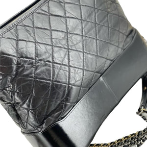 Large Gabrielle Hobo Quilted Aged Calfskin Black GHW RHW