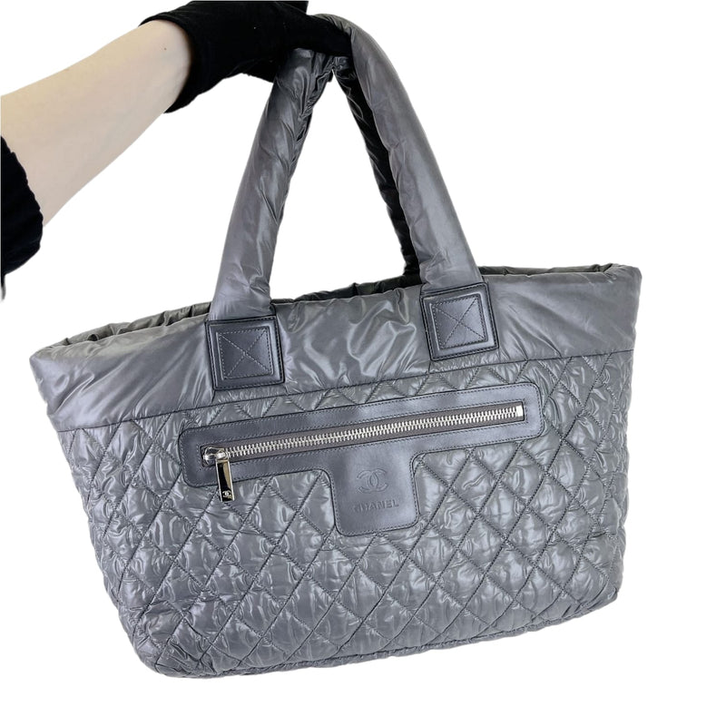 Large Cocoon Coco Quilted Nylon Grey SHW