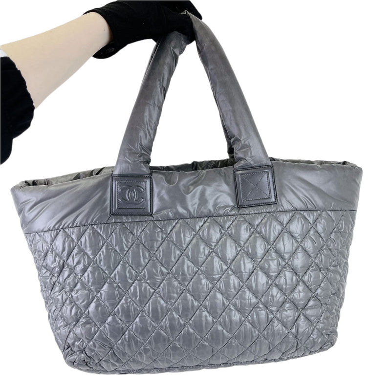 Large Cocoon Coco Quilted Nylon Grey SHW