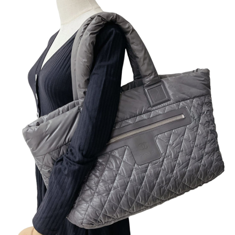 Large Cocoon Coco Quilted Nylon Grey SHW