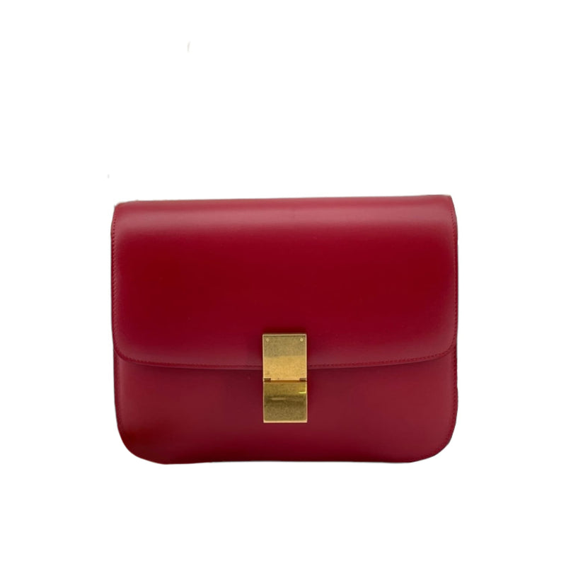 Medium Classic Box Calfskin Red GHW