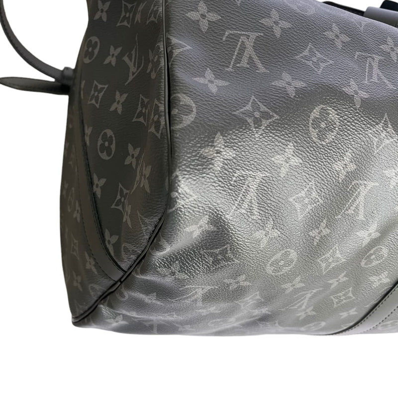 LOUIS VUITTON Monogram Eclipse Cabas Light Silver Buckle Shoulder Bag Black