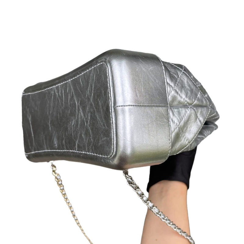 Chanel Small Gabrielle Hobo Bag Metallic Light Silver Aged
