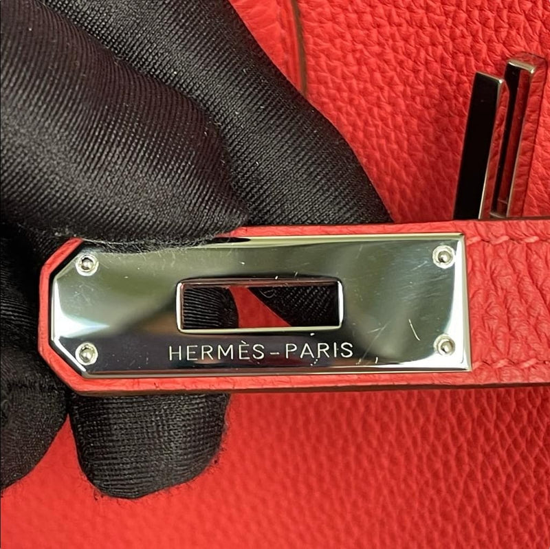 Hermes Rouge Pivoine Togo Leather Palladium Hardware Birkin 35