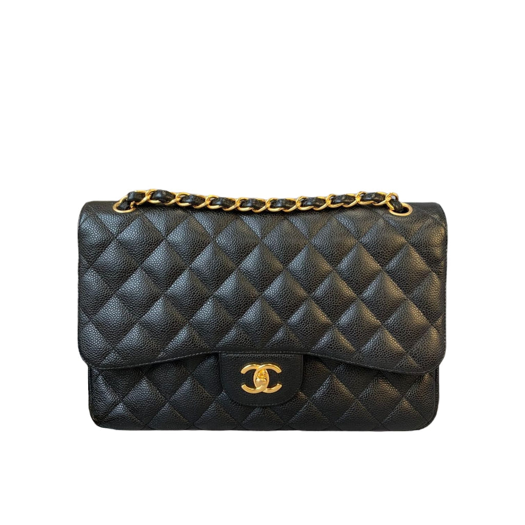 Jumbo Classic Double Flap Caviar Black GHW