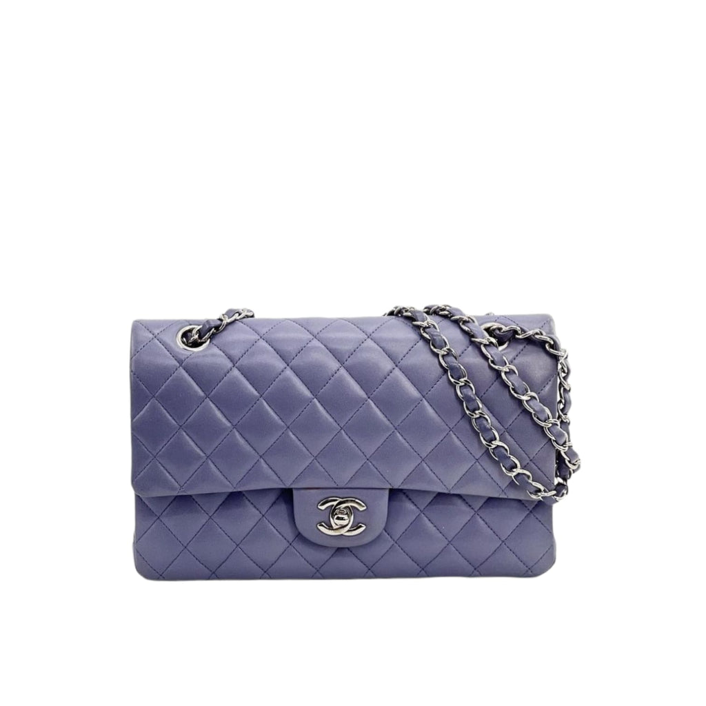 Medium Classic Double Flap Lambskin Purple SHW