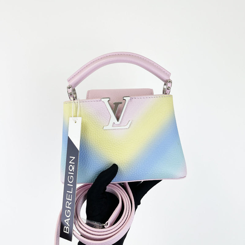 Louis Vuitton Capucines Mini shoulder bag in pink, beige and grey tricolor  python