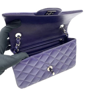 Mini Rectangle Classic Flap Lambskin Purple SHW