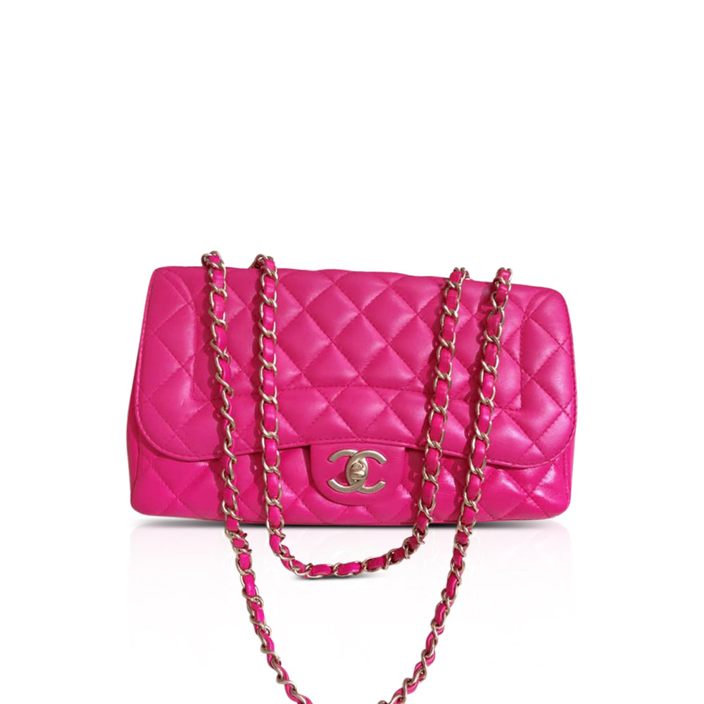 Medium Timeless Flap Bag in Hot Pink Lambskin Leather with Matt GHW