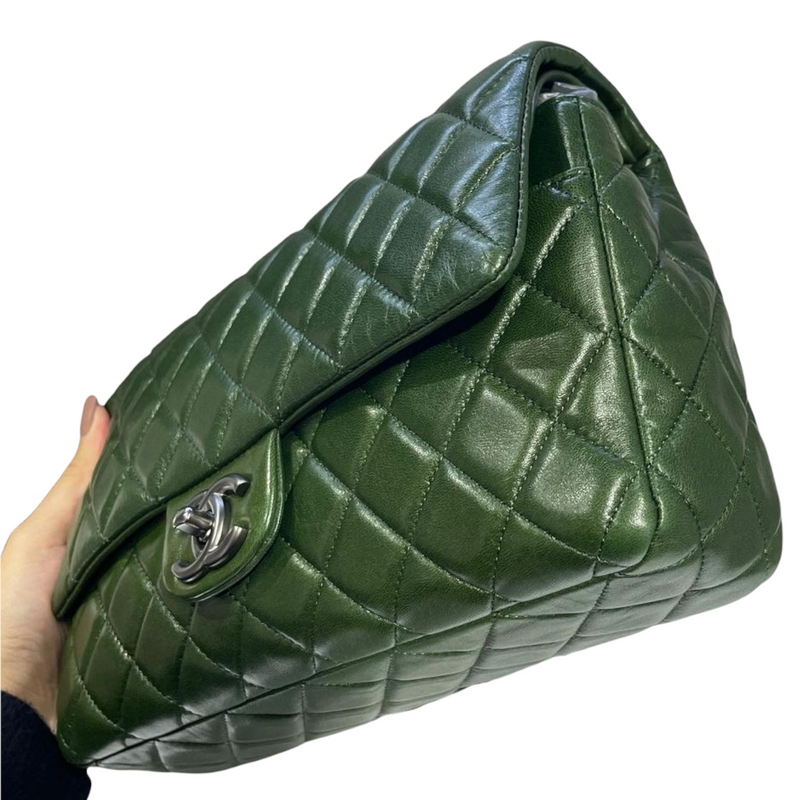 Chanel, Olive Green Calfskin Classic Double Flap