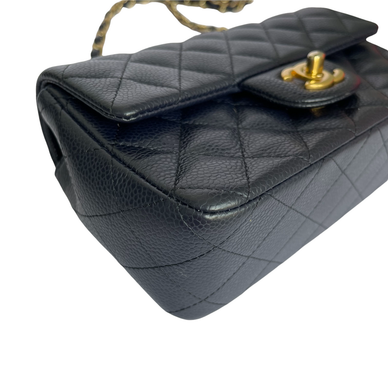 Mini Rectangle Flap Quilted Caviar Navy GHW