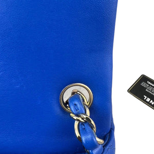 Mini Square Flap Lambskin Electric Blue SHW