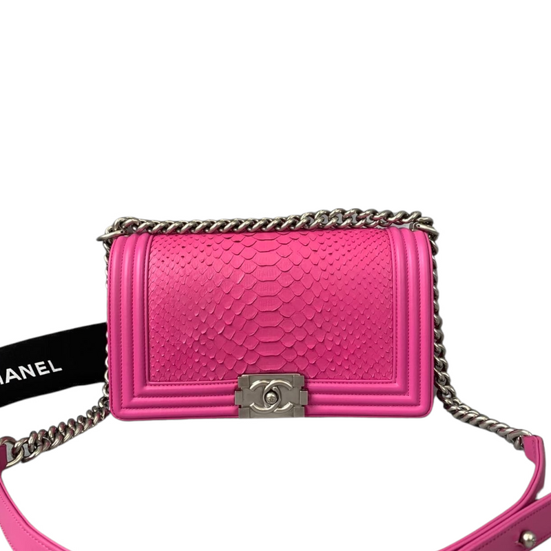 CHANEL, Bags, Rare Authentic Chanel Hot Pink Python Handbag