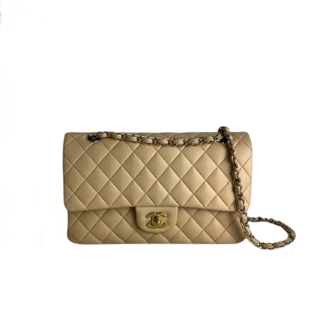 Classic Flap Medium Lambskin Beige GHW