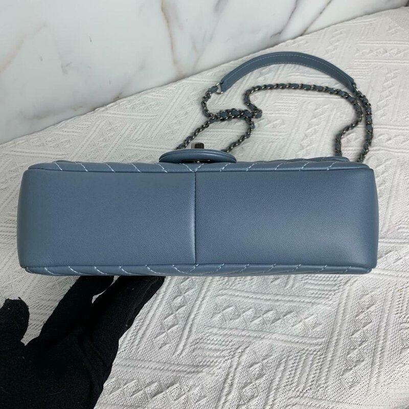 CC Crossing Flap Small Lambskin Blue SHW