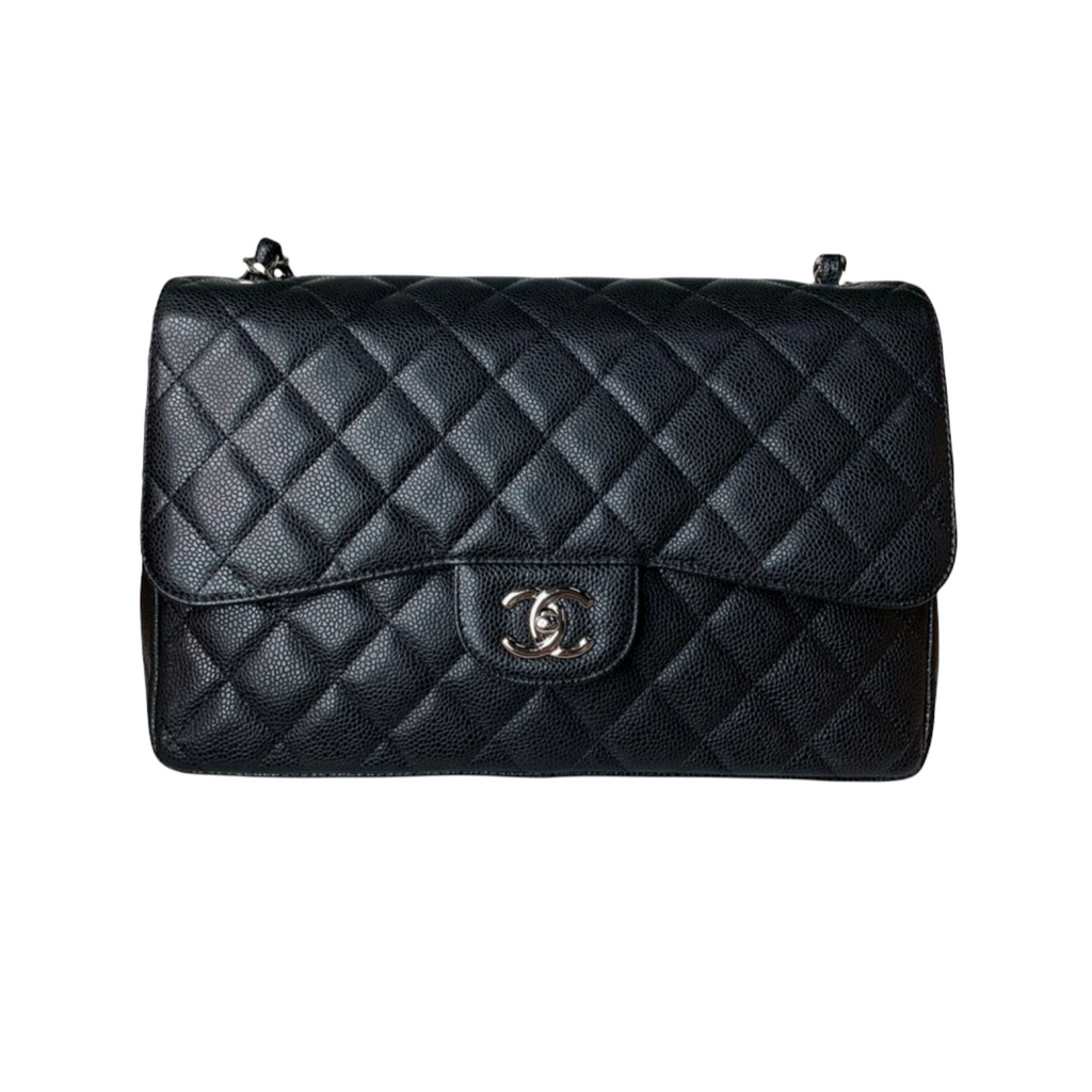 Jumbo Double Flap Caviar Black SHW