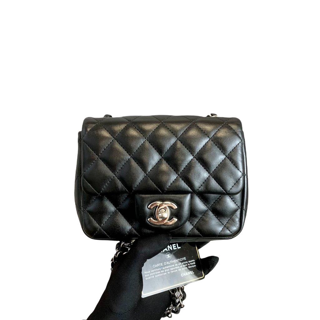 Classic Flap Square Mini Lambskin Black SHW