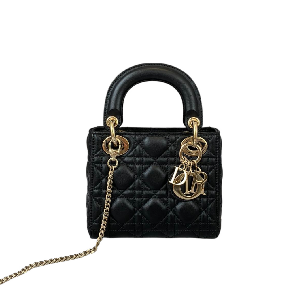 Mini Lady Dior Lambskin Black GHW