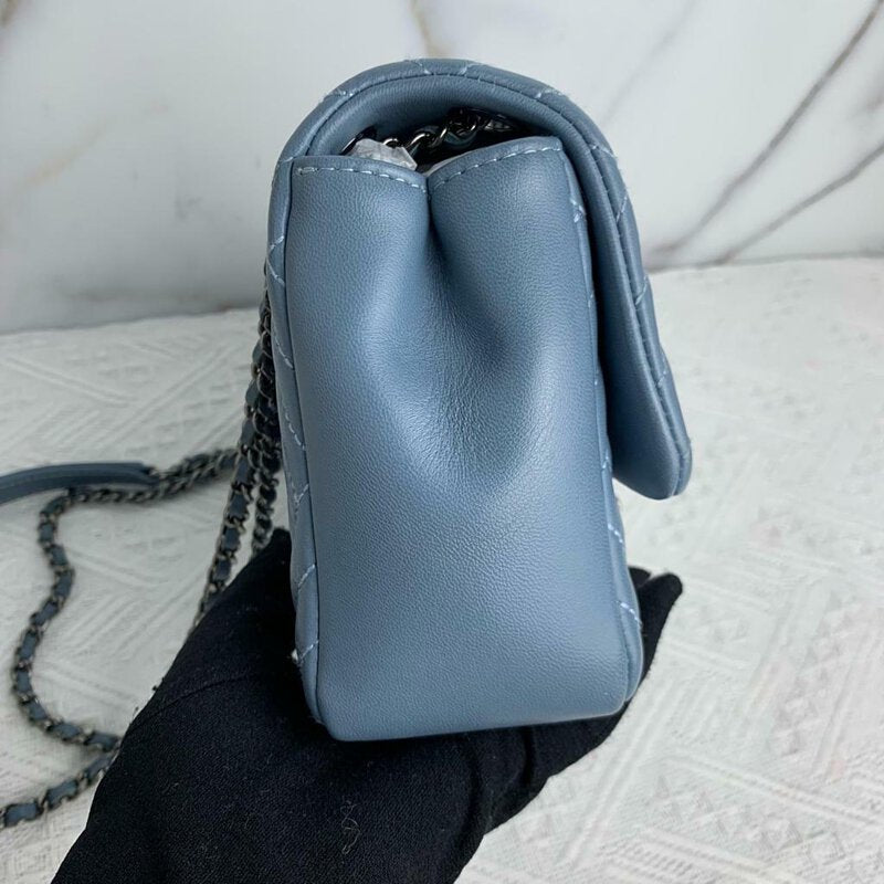 CC Crossing Flap Small Lambskin Blue SHW