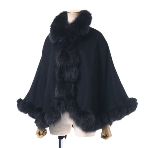 Louis Vuitton: A Monogram Cape with Fox Fur Black