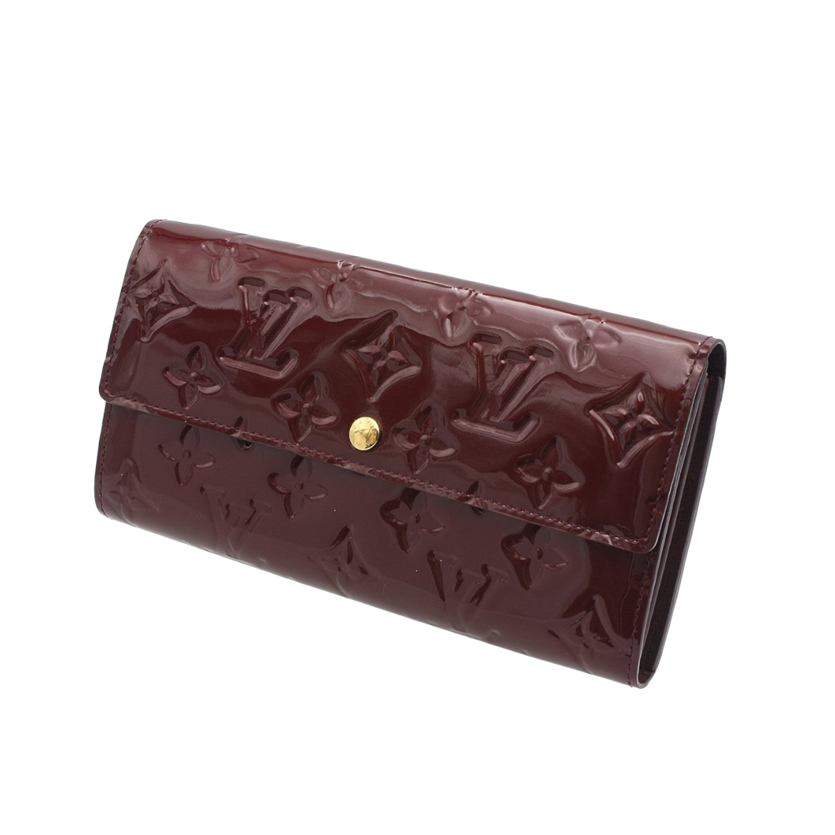 Auth Louis cheapest Vuitton Vernis Portefeuille Sarah Wallet dark purple wine M93524