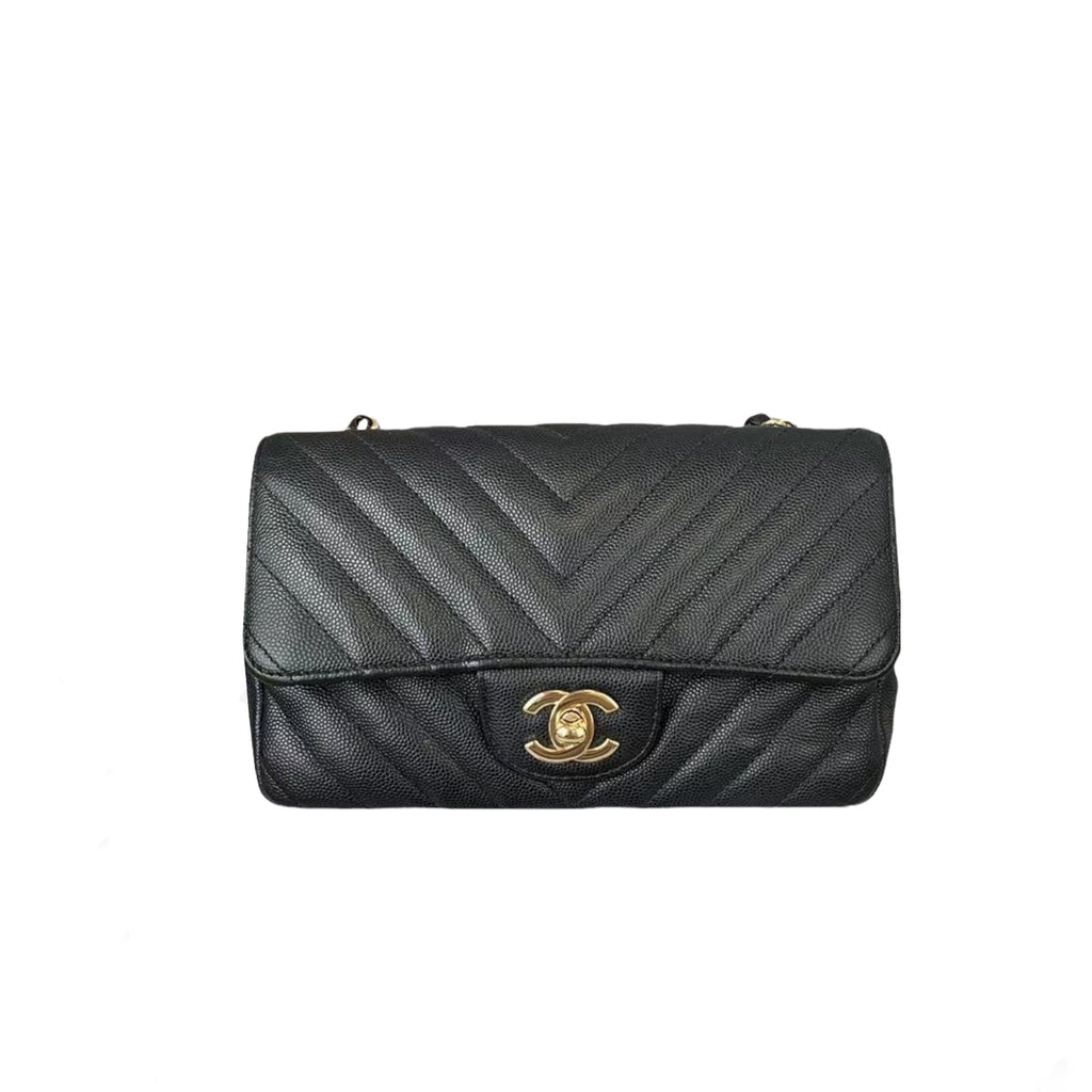 Mini Flap Chevron Caviar Black GHW