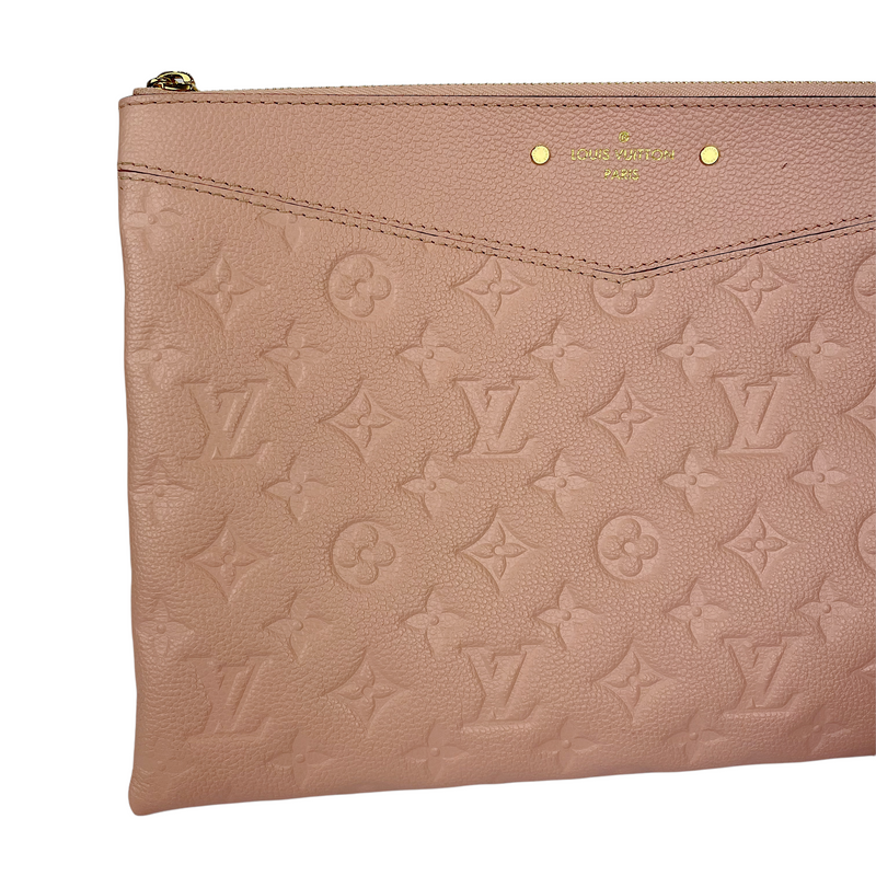 Louis Vuitton LV GHW Daily Pouch Clutch Bag Monogram Brown Pink