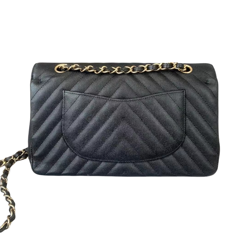 Medium Classic Double Flap Chevron Black GHW