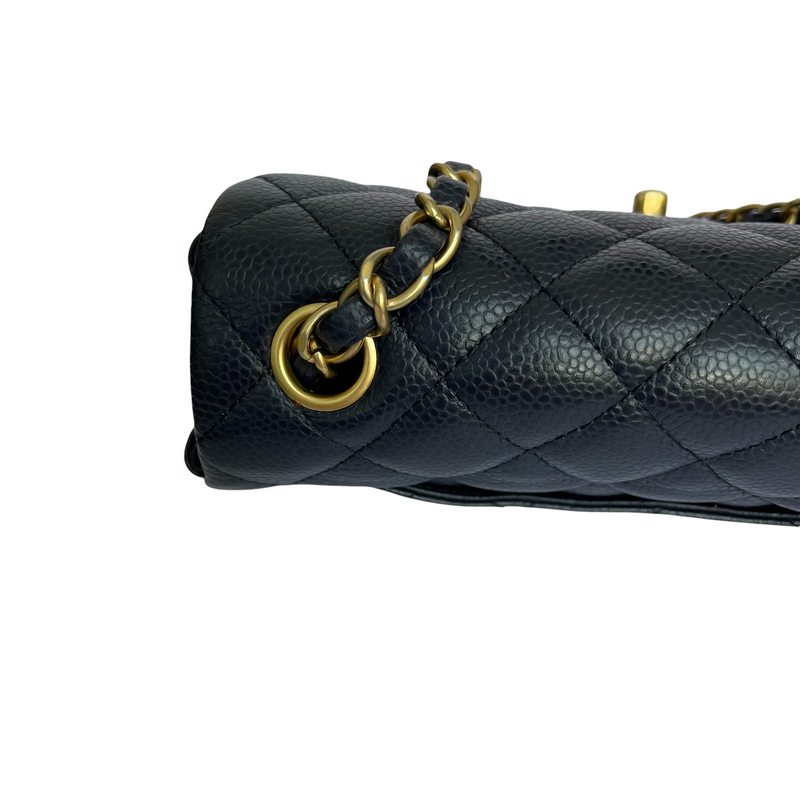 Mini Rectangle Flap Quilted Caviar Navy GHW