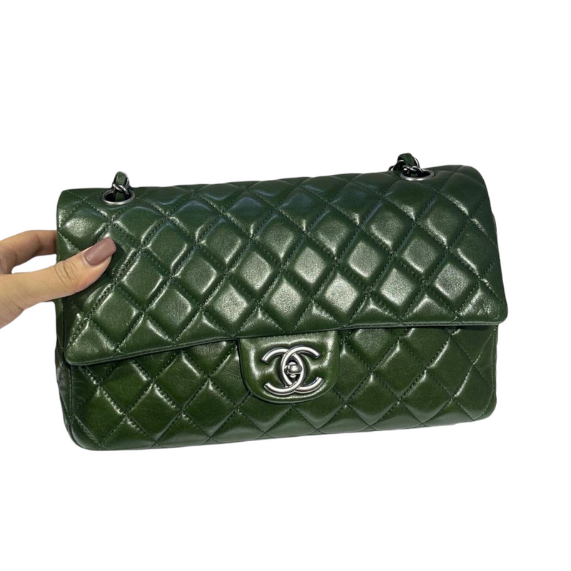 Classic Double Flap Medium Lambskin Green SHW