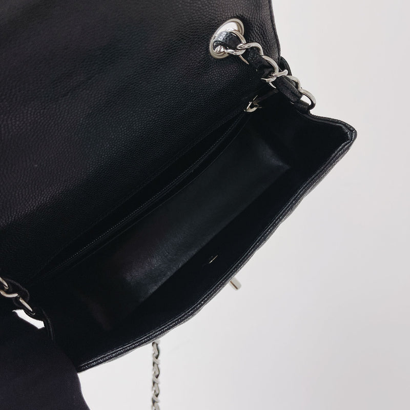 Mini Flap Bag Chevron Caviar Black SHW