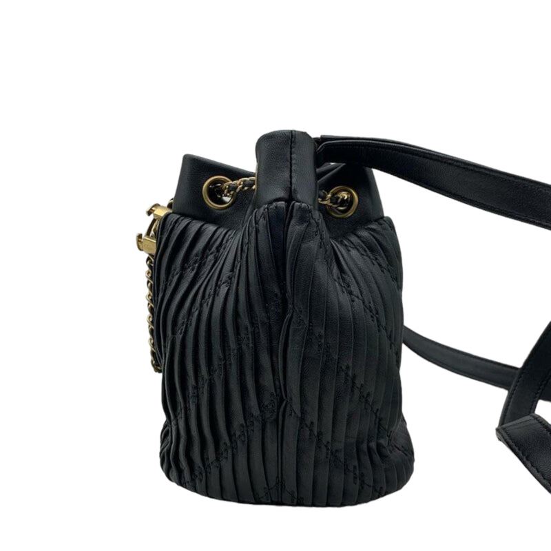 Coco Pleats Drawstring Bucket Black